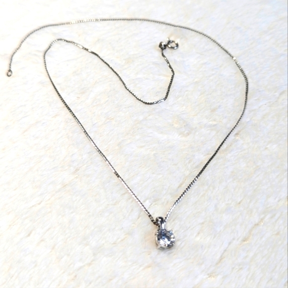 1 Carat CZ Pendant on a 18" Italian Sterling Silver Chain - Picture 1 of 8